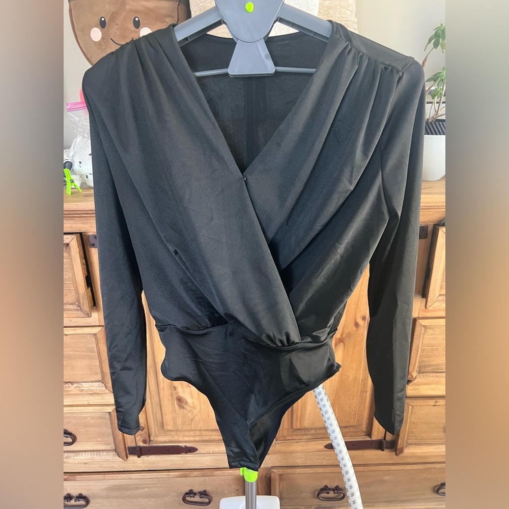 Elegant Black Long Sleeve Bodysuit